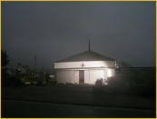 Church exterior at night