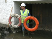 Hedley Venning holding lifebelts