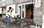 Clearup outside Crofty Gift Shop
