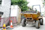 Dumper with Rubble By Wellington Hotel