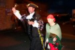 Town Cryer Leads The Way To The Fire In The Pouring Rain