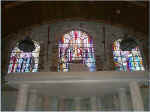 Three Stained Glass Windows Behind The Sword Excalibur
